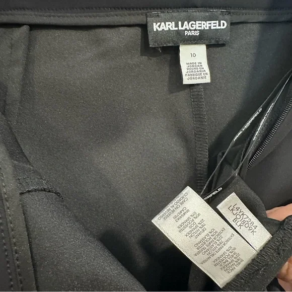 KARL LAGERFELD PARIS Black Logo Wide Leg Side Zip Dress Pant Size 10 MSRP: $109 - Picture 5 of 10